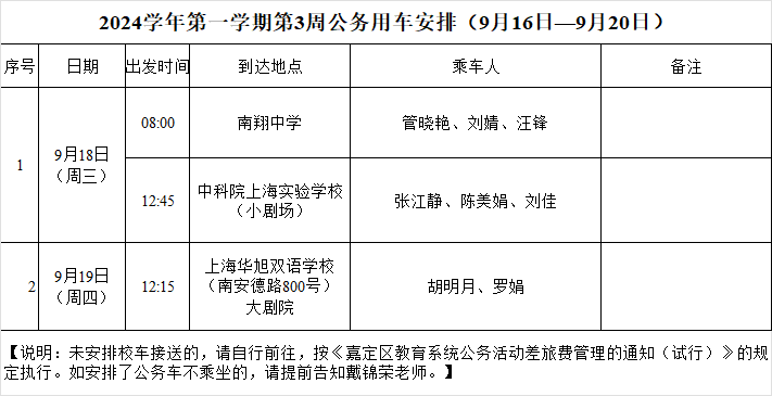 2024学年第一学期第3周公务用车安排.png